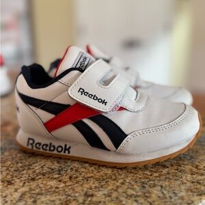 Reebok Little Kids 10 White Sneakers with Red and Black Stripes